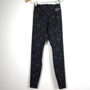 Nike One Luxe Leggings Women's Size XS Black Roses Dri-Fit Training